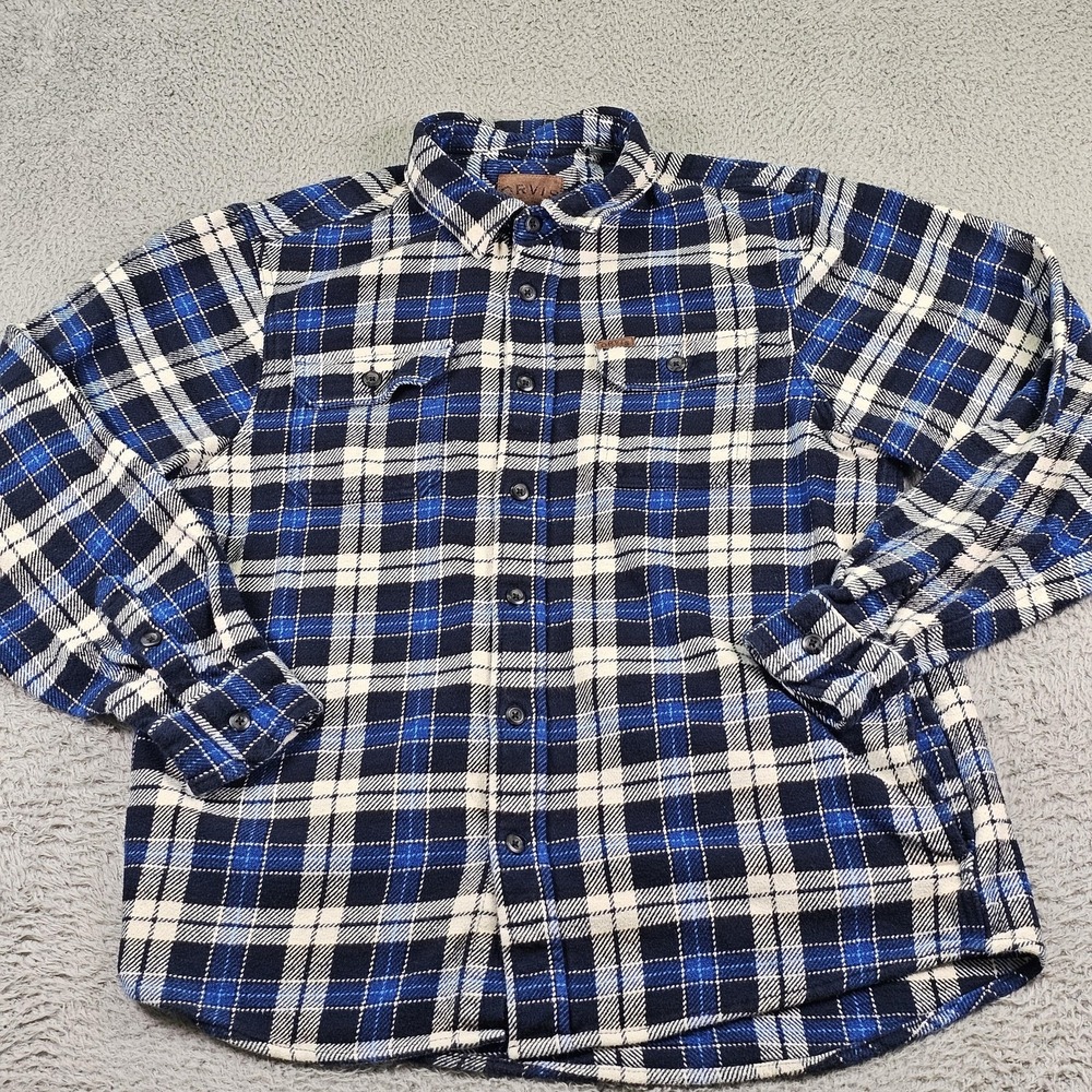 Orvis Shirts Mens Large Lot 2 Blue Plaid Flannel Long Sleeve Button Up Outdoor - Picture 7 of 14